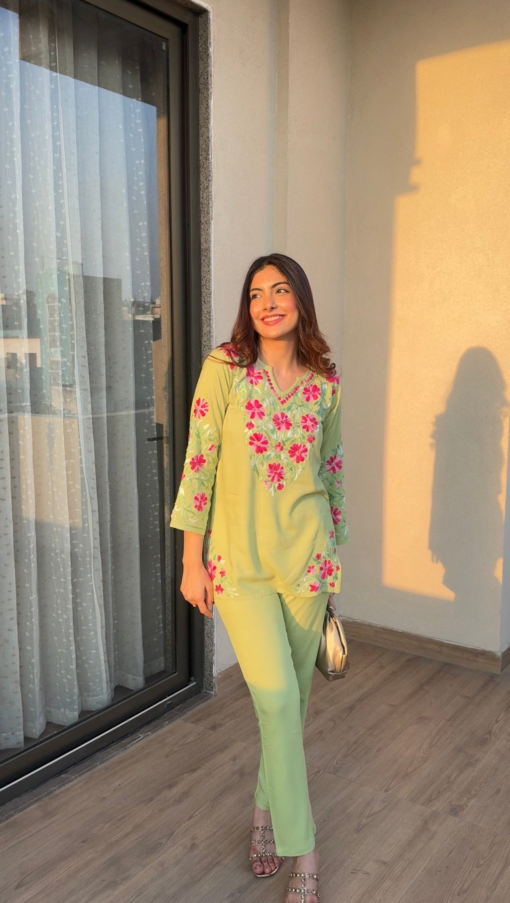 Taniya In Chikankari Embroidered Kurta in Rayon – Pista Green