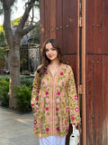 Bhavya in Cotton Kashmiri Aari Embroidered Jacket – Beige Floral