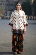 Ivory Polka Floral Printed Lawn Cotton Co-ord Set