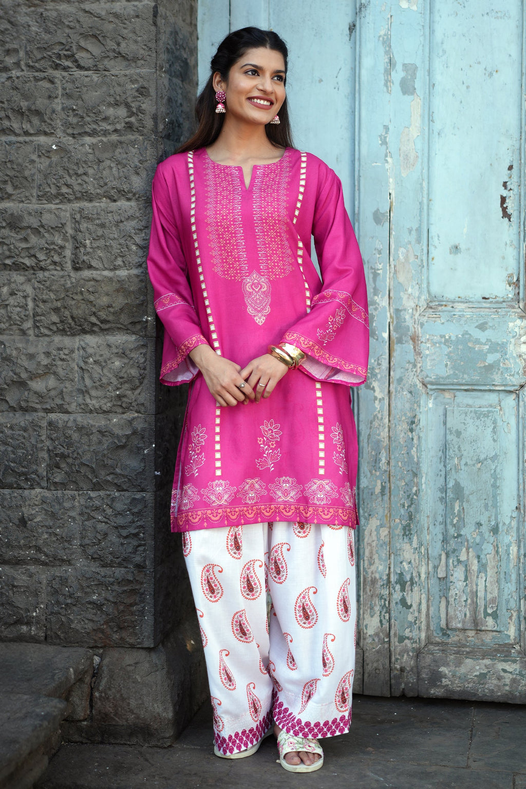 Berry Pink Printed Lawn Cotton Co-ord Set