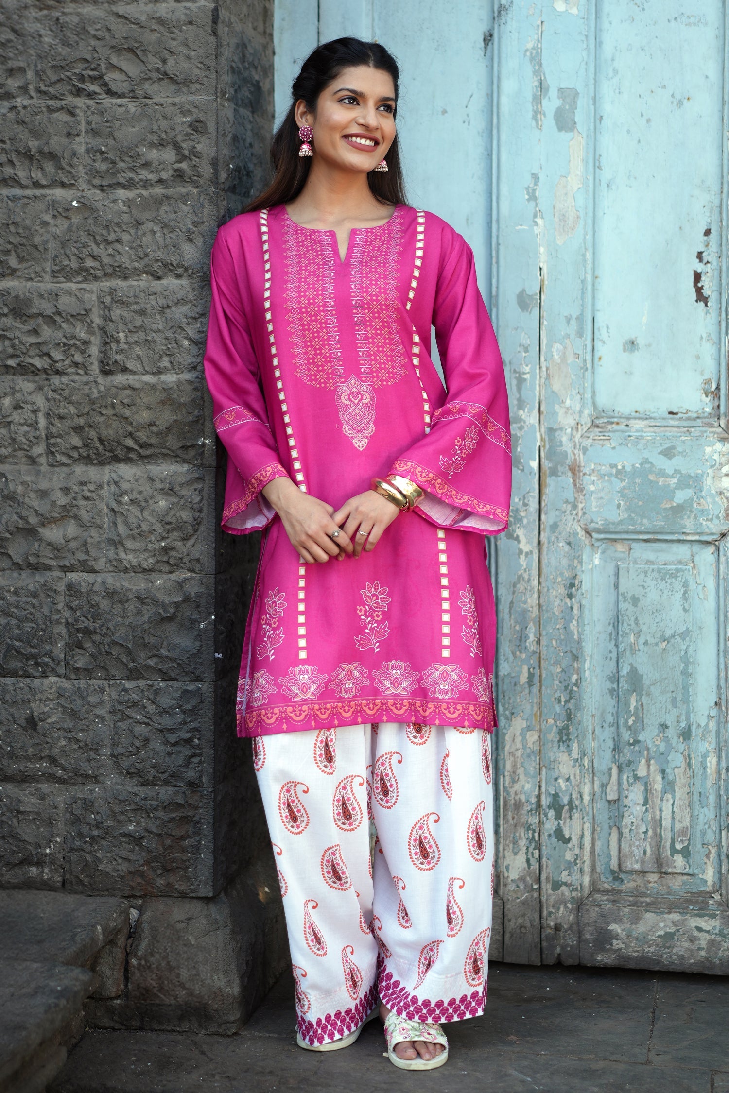 Berry Pink Printed Lawn Cotton Co-ord Set
