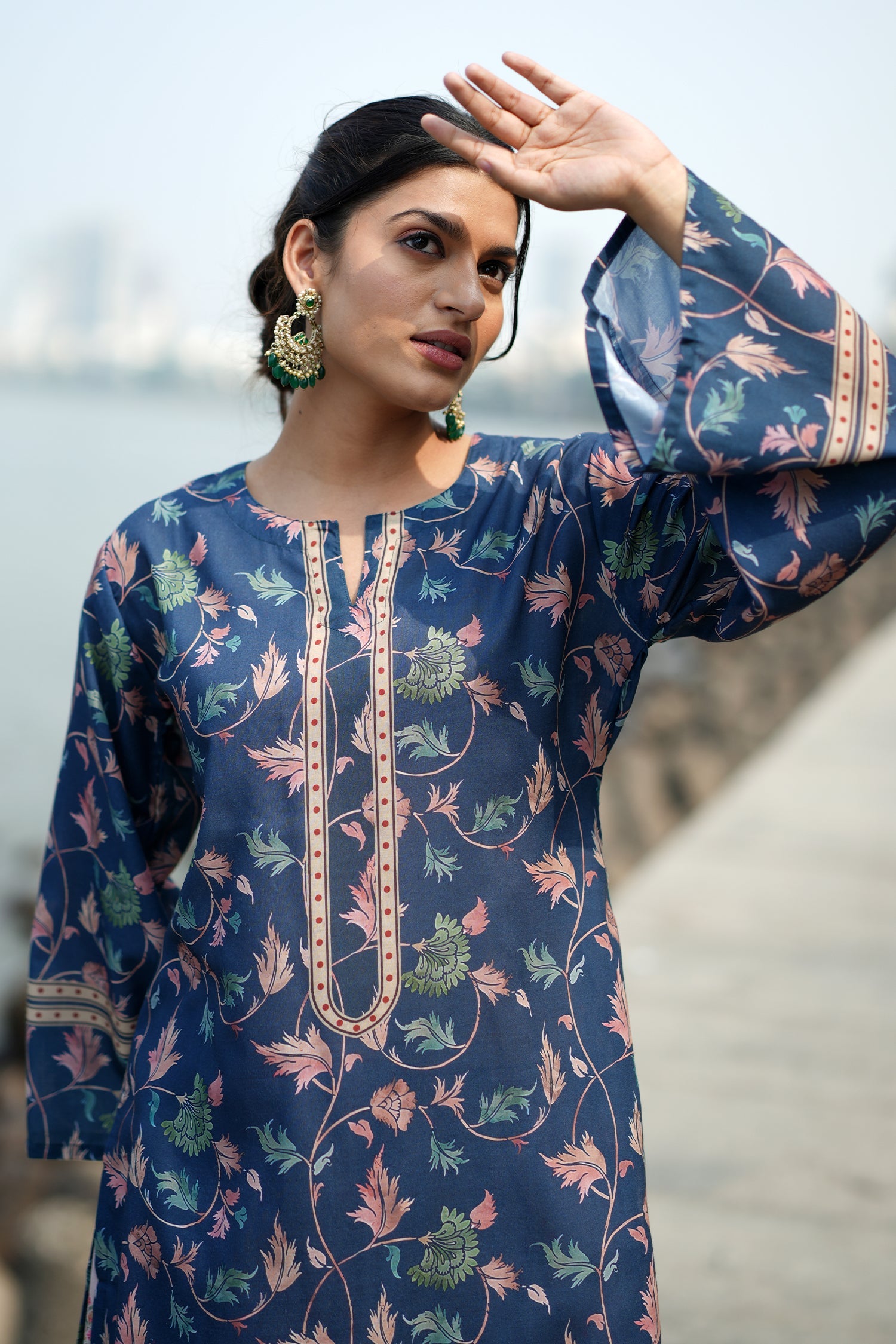 Teal Floral Printed  Lawn Cotton Co-ord Set
