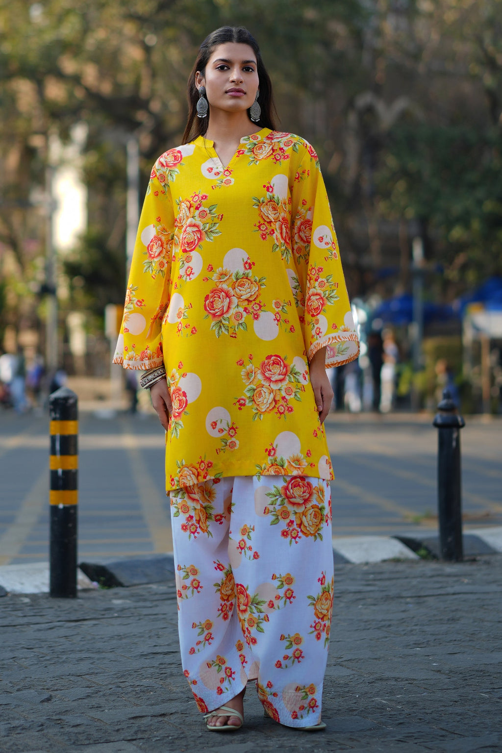 Yellow Floral Printed  Lawn Cotton Co-ord Set