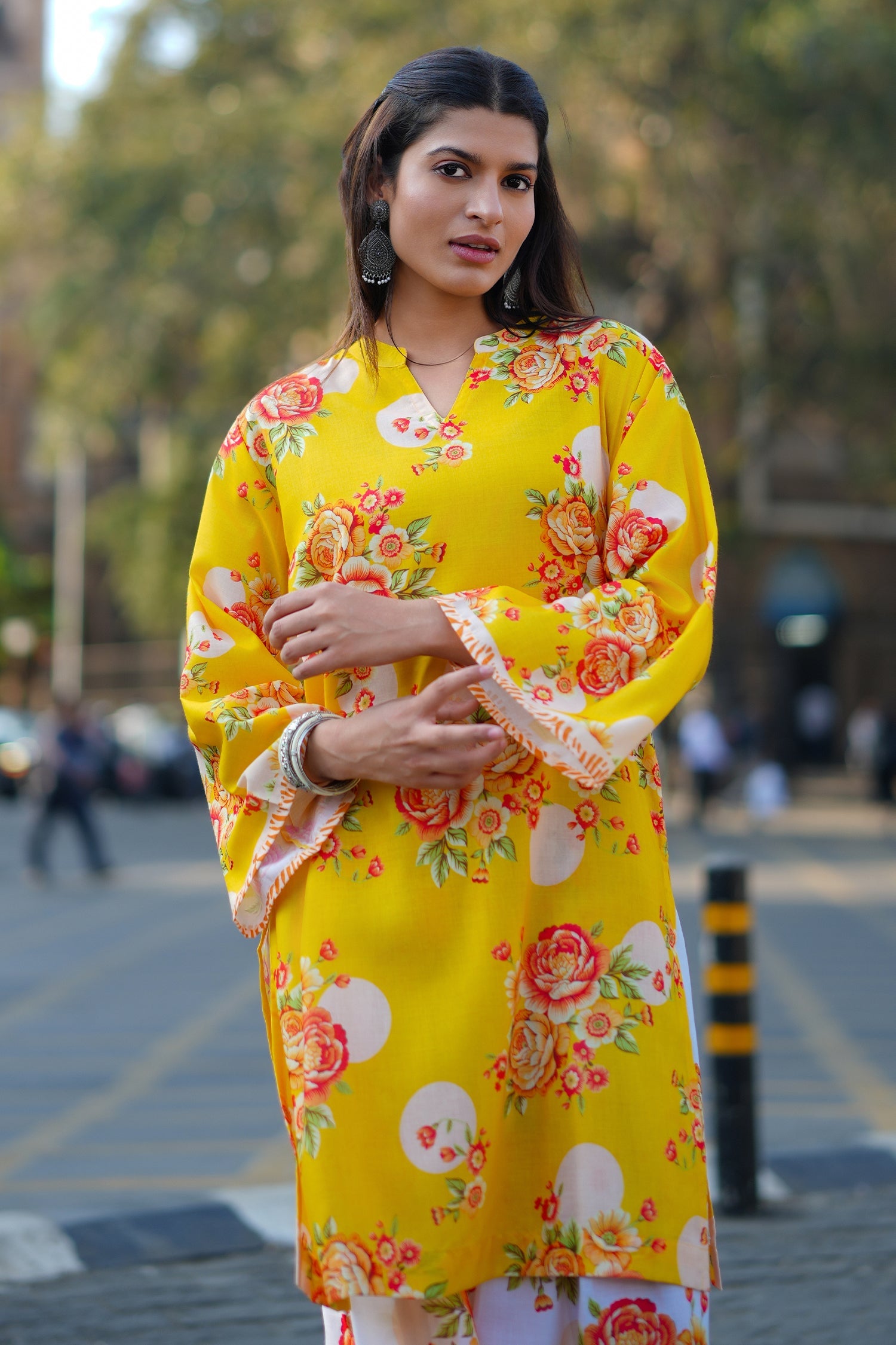 Yellow Floral Printed  Lawn Cotton Co-ord Set
