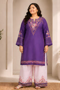 Plus Size - Purple Floral Printed  Lawn Cotton Co-ord Set