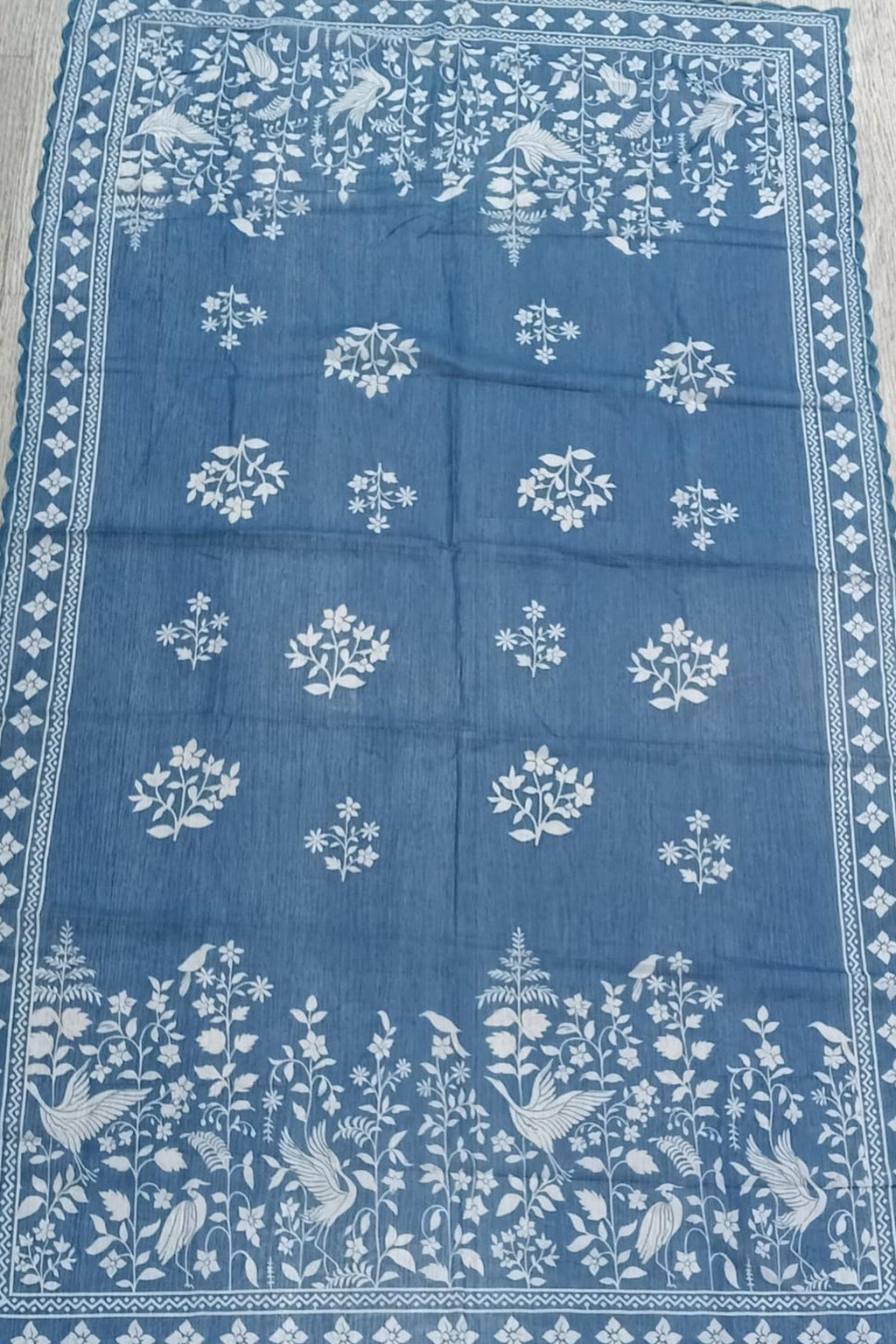 Plus Size - Indigo Blue Printed Lawn Cotton Co-ord Set with Farsi Pants