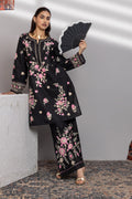 Cotton Kashmiri Aari Kurta Set With Bellbottom - Black