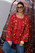Cotton Kashmiri Aari Short Jacket - Red