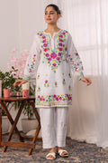 Cotton Chikankari Long Kurta - White